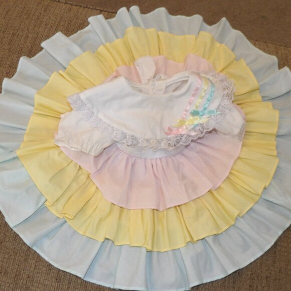 Pastel Rainbow Baby Girl Dress Kandy Ann Vintage Dress Size 12 Months - Picture 14 of 15